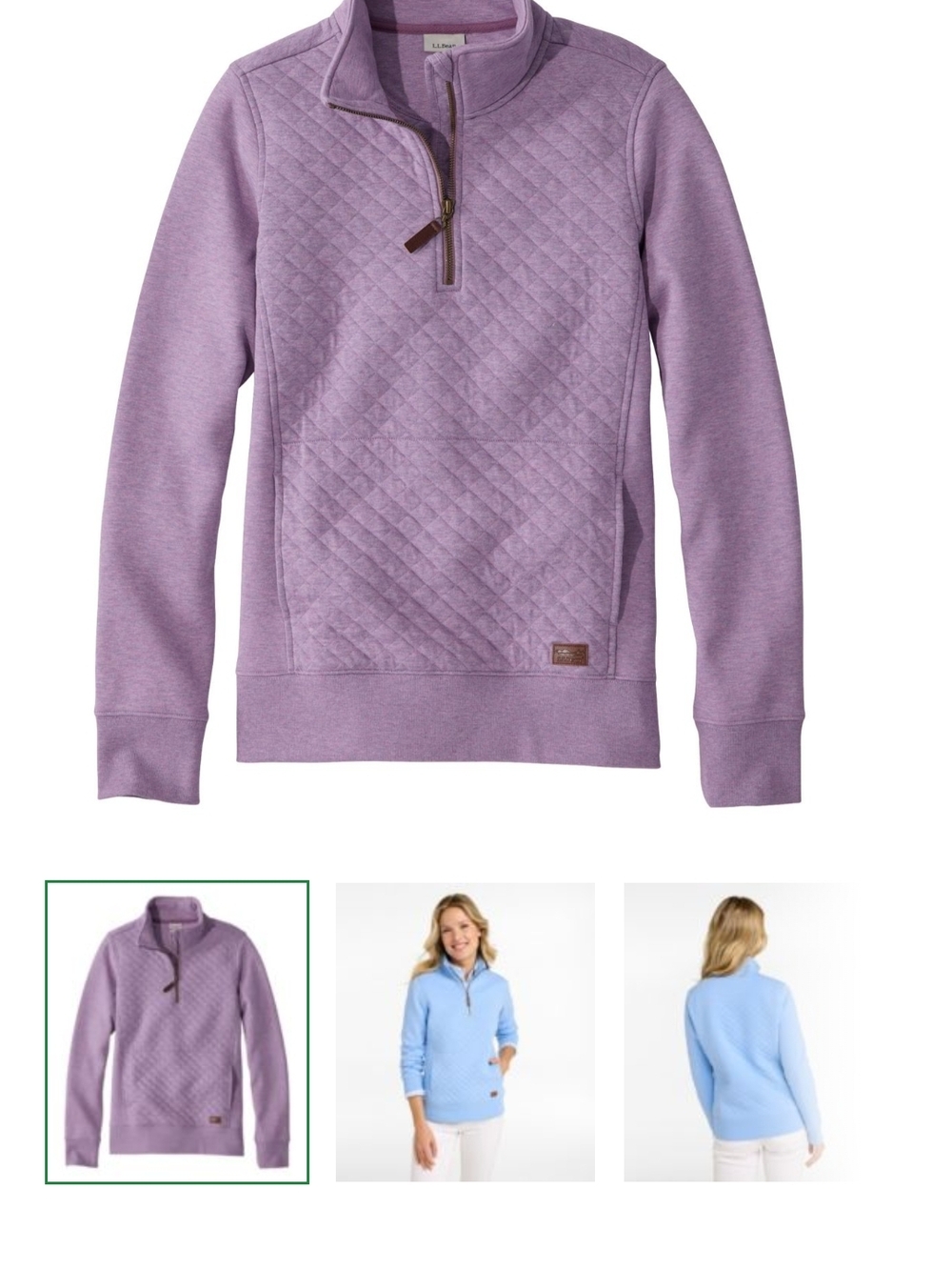 L.L. Bean Women's Quilted Half-Zip Pullover - Lavender